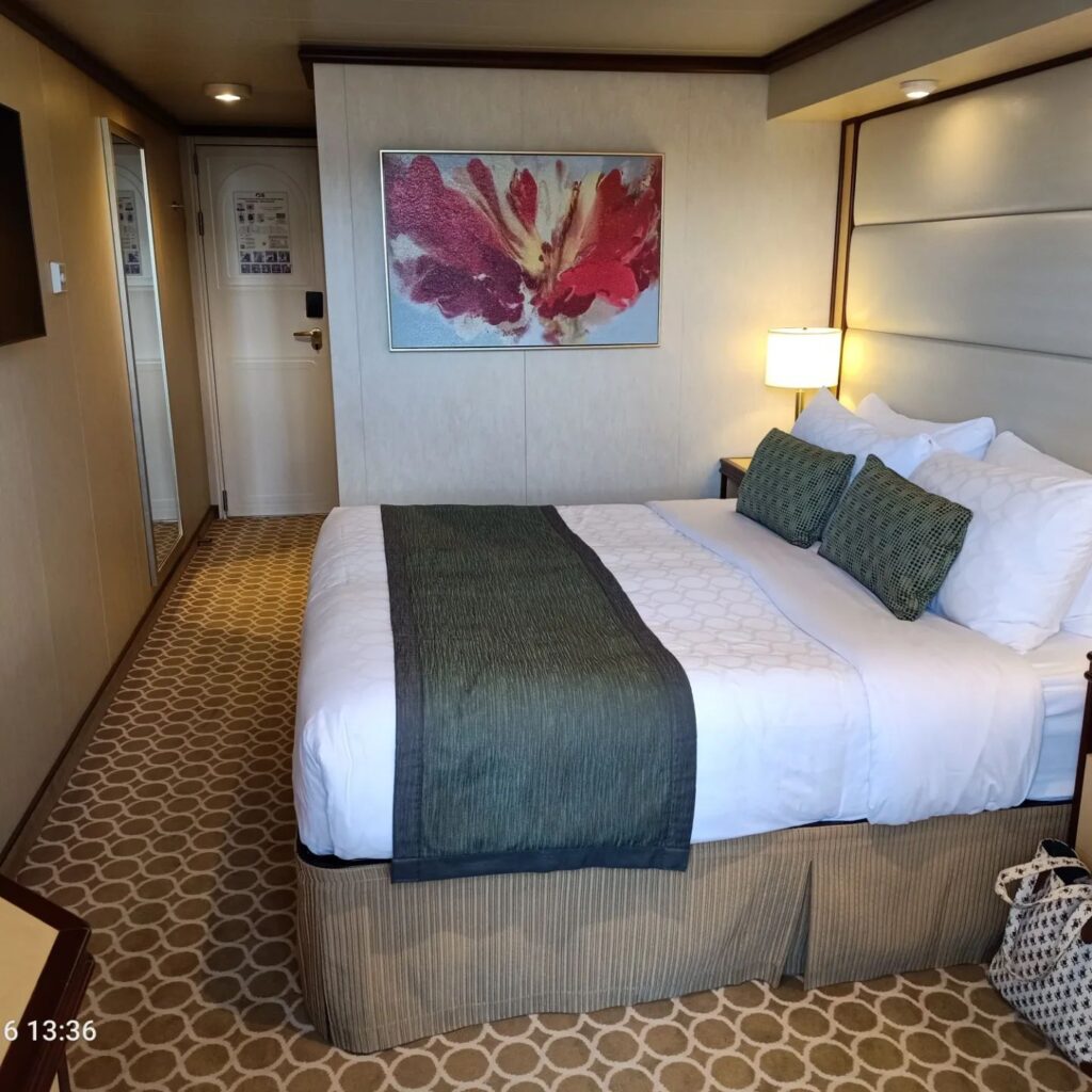 the bed and inside of the cabin