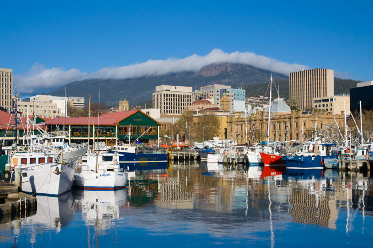 View of the Hobart skyline from the harbour