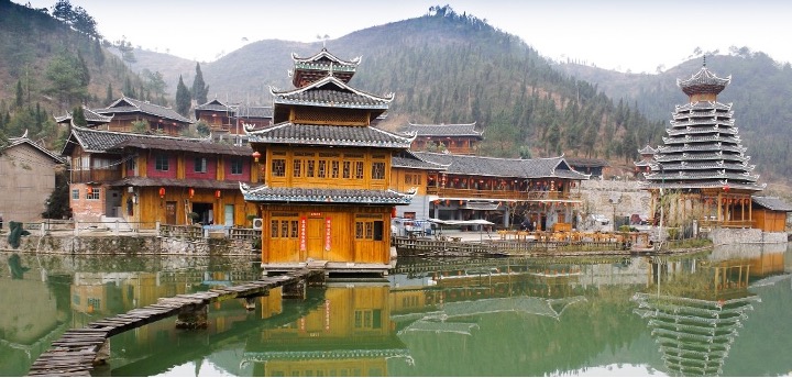 Ancient chinese village by the water